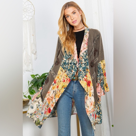 #140 🌸CLOSEOUT FIrM🌸New! Boho Gorgeous patchwork Embroidery Duster Kimono - Picture 3 of 5